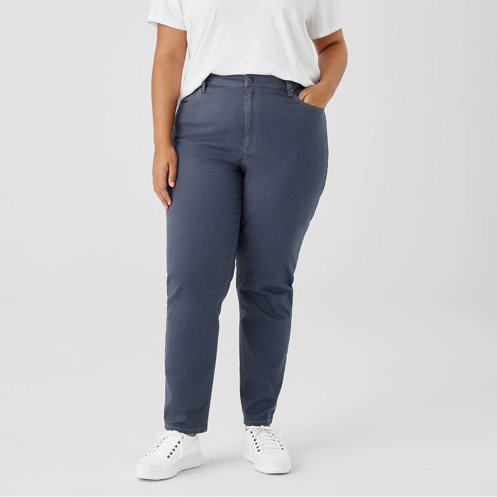 Eileen Fisher Organic Cotton High-Rise Straight Leg Slim Jeans In Slate Blue